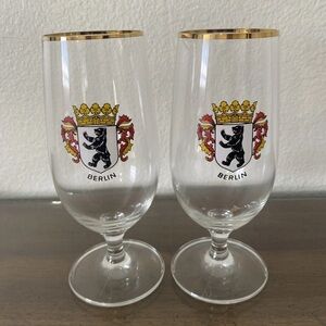 Vintage Berlin Crest Glass Set with Gold Rim